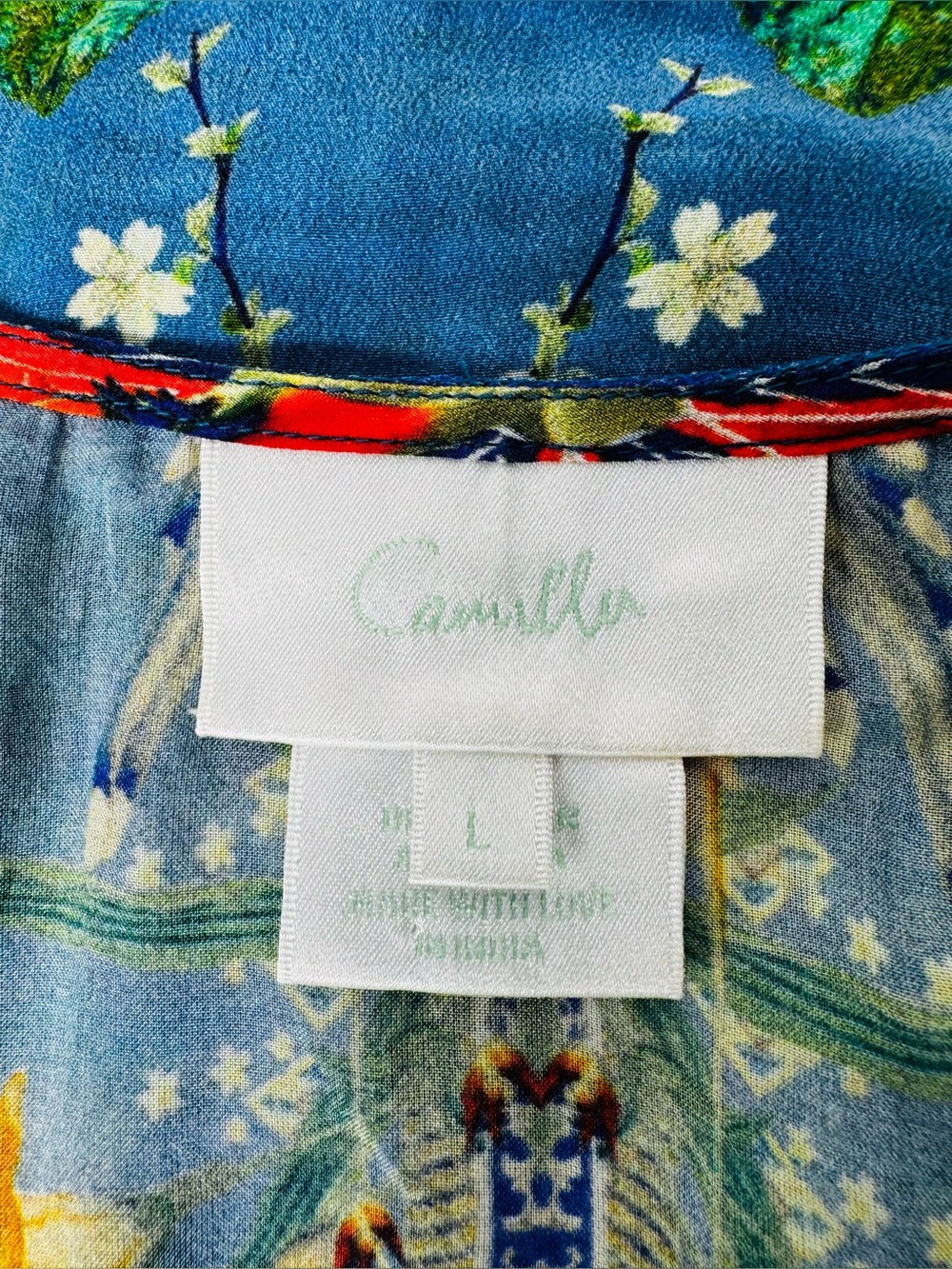 Camilla Women's Blouse Faraway Florals Silk Crepe Flare Sleeves Size Large - Picture 14 of 14